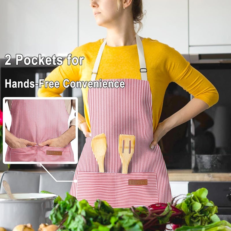 BeLuyi Adjustable Bib Apron with 2 Pockets Chef Cooking Kitchen Restaurant Aprons for Women Men - Image 3